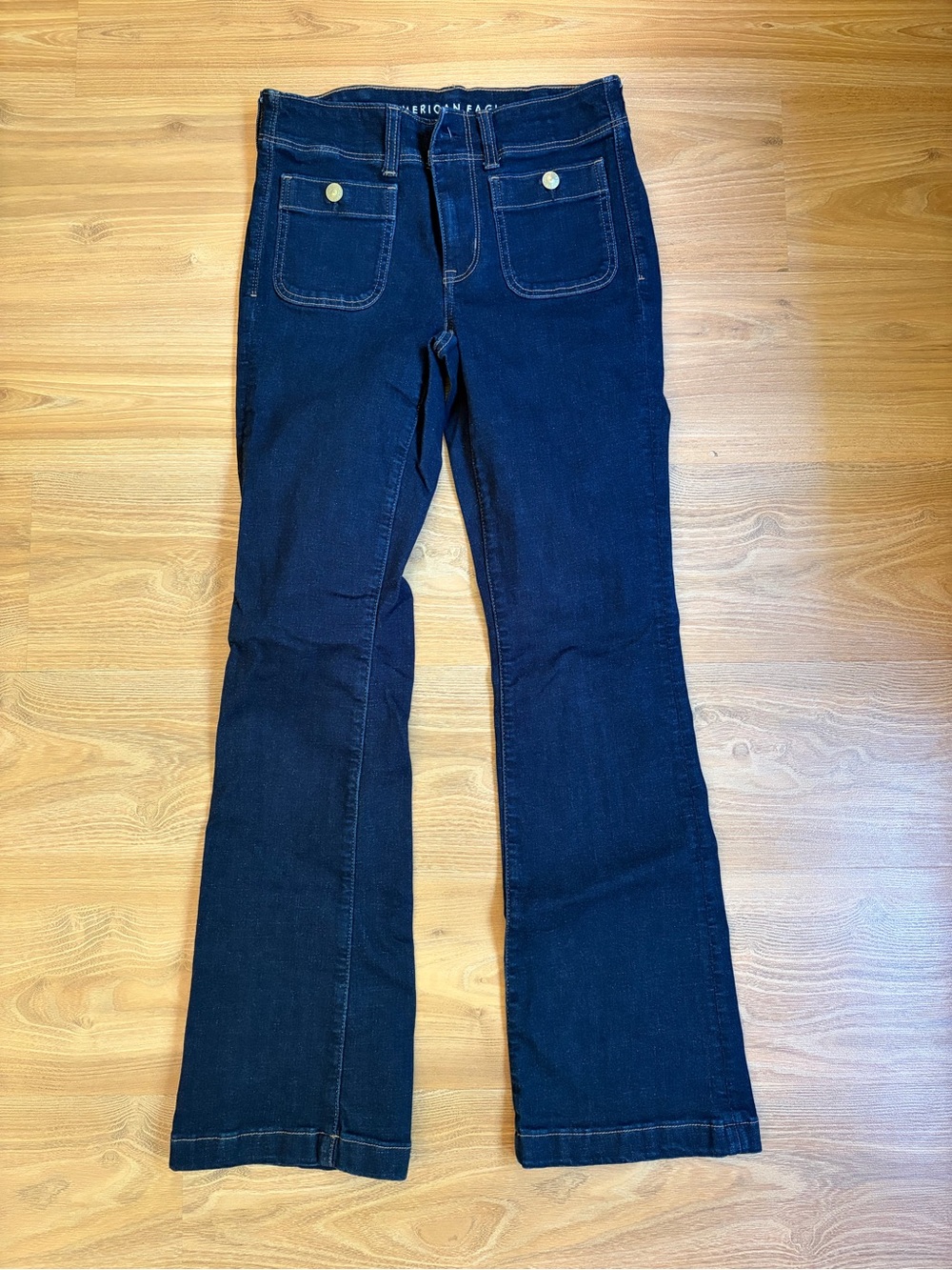 American Eagle Outfitters Women's Dark Blue kick boot jeans 6